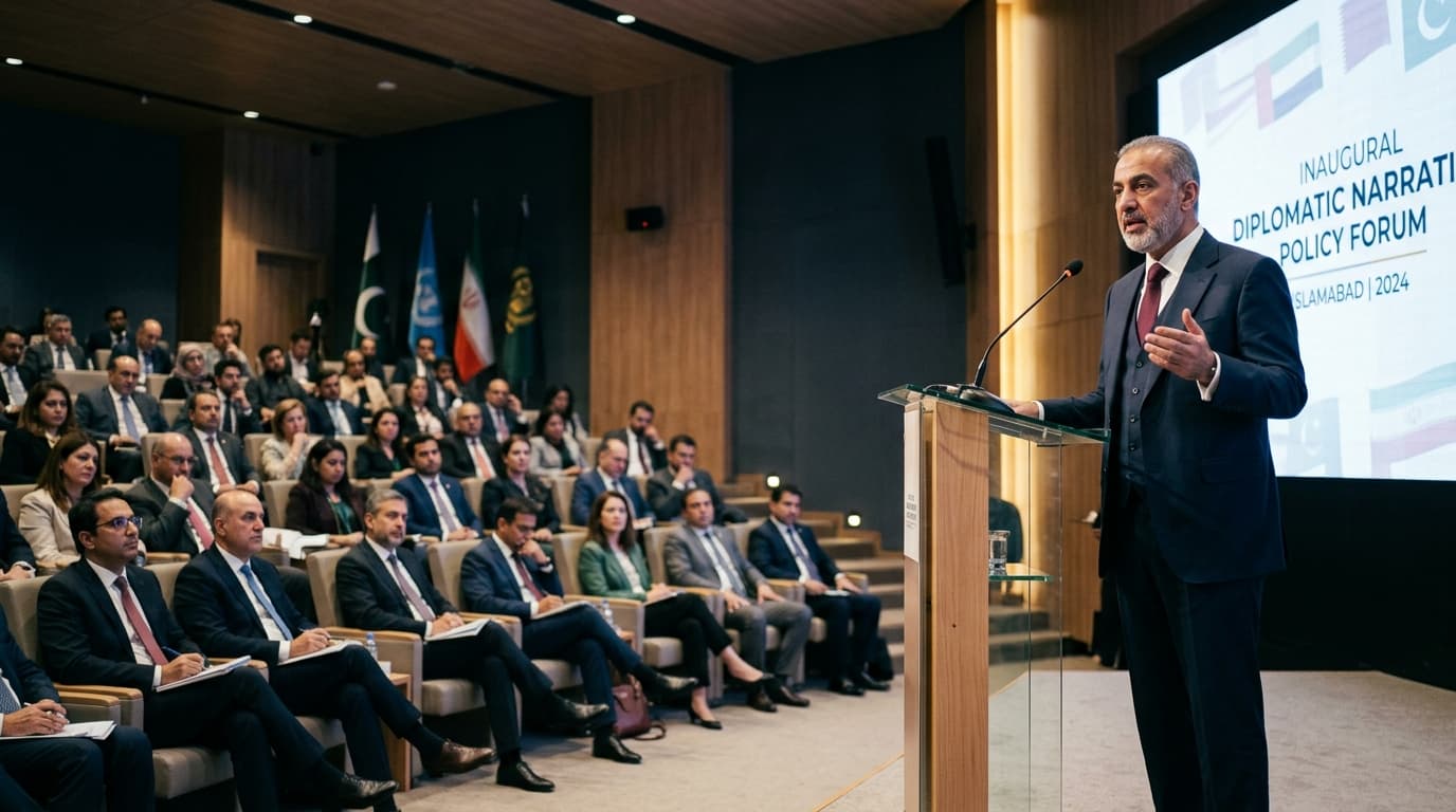 Distinguished delegates and diplomats at the Inaugural Diplomatic Narrative Policy Forum in Islamabad